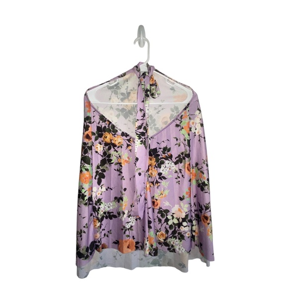 ASOS DESIGN size 2 petite floral backless halter pleated mini dress (multicolor) - Picture 10 of 11